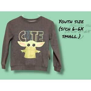 Baby Yoda Star Wars Sweatshirt Long Sleeve Pullover Size S/Ch (6-6X) Small Cute